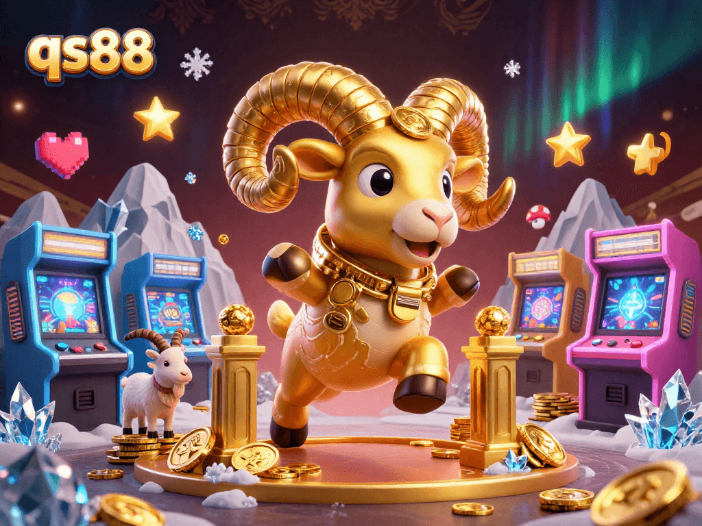 Experience the thrill of qs88 with legendary gold ram charging and vibrant casino elements.