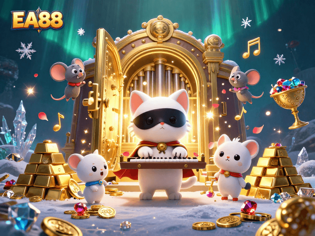 Experience thrilling gameplay with EA88's vibrant interactive casino scene, celebrating rich treasures and gaming excitement.