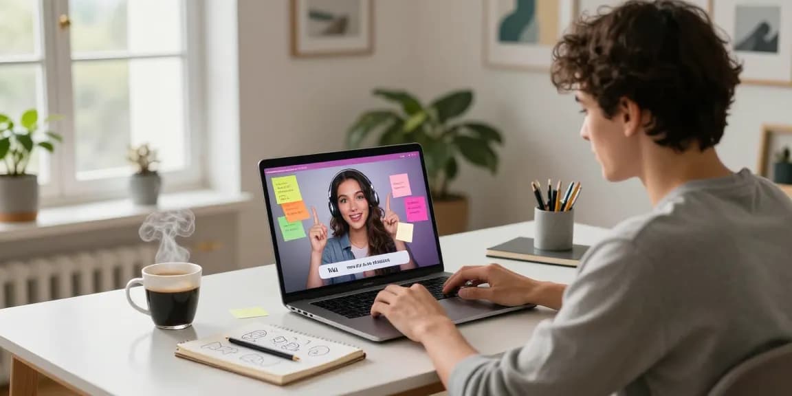 Engaging in a porn ai chat with a friendly avatar in a modern home setting.
