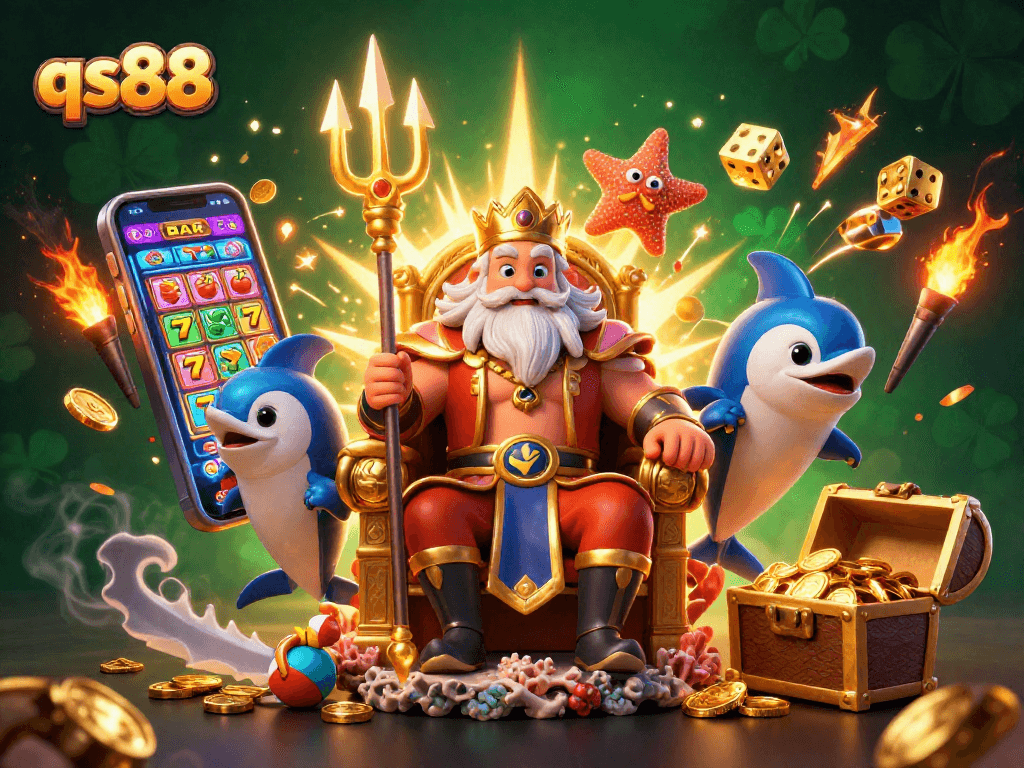 Experience exciting jackpots with qs88's vibrant casino atmosphere featuring Neptune and immersive game elements.
