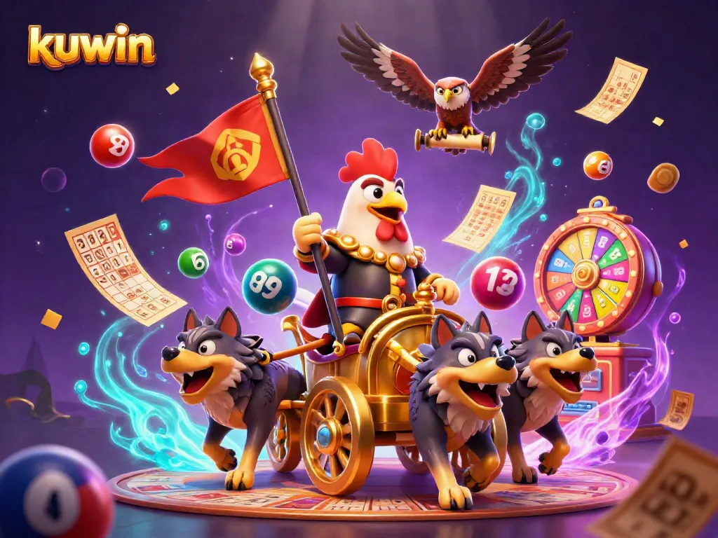 Kuwin online casino battles featuring a golden chariot and vibrant game elements