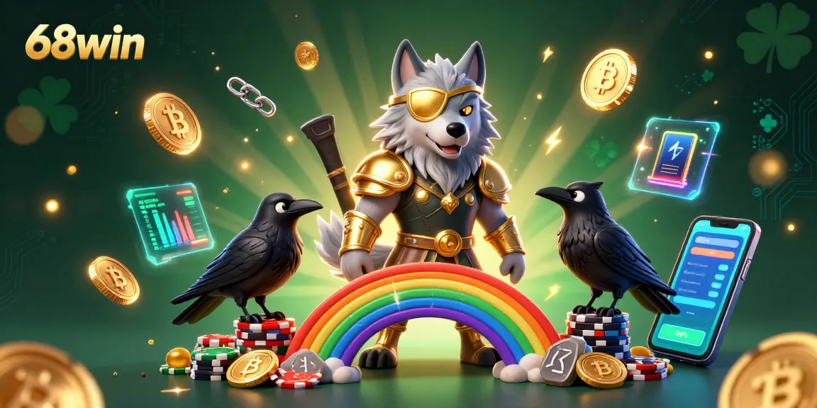 Experience 68win gameplay with an epic Norse-themed casino scene featuring Odin and ravens.