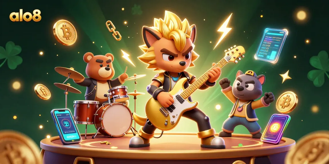 Join the action at alo8 with thrilling guitar riffs from a rock star wolf amid casino excitement.