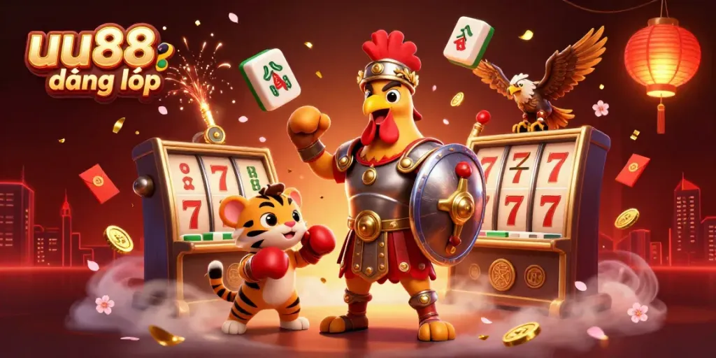 Experience the excitement of uu88 đăng nhập with a lively casino scene featuring dynamic characters and vibrant gaming elements.