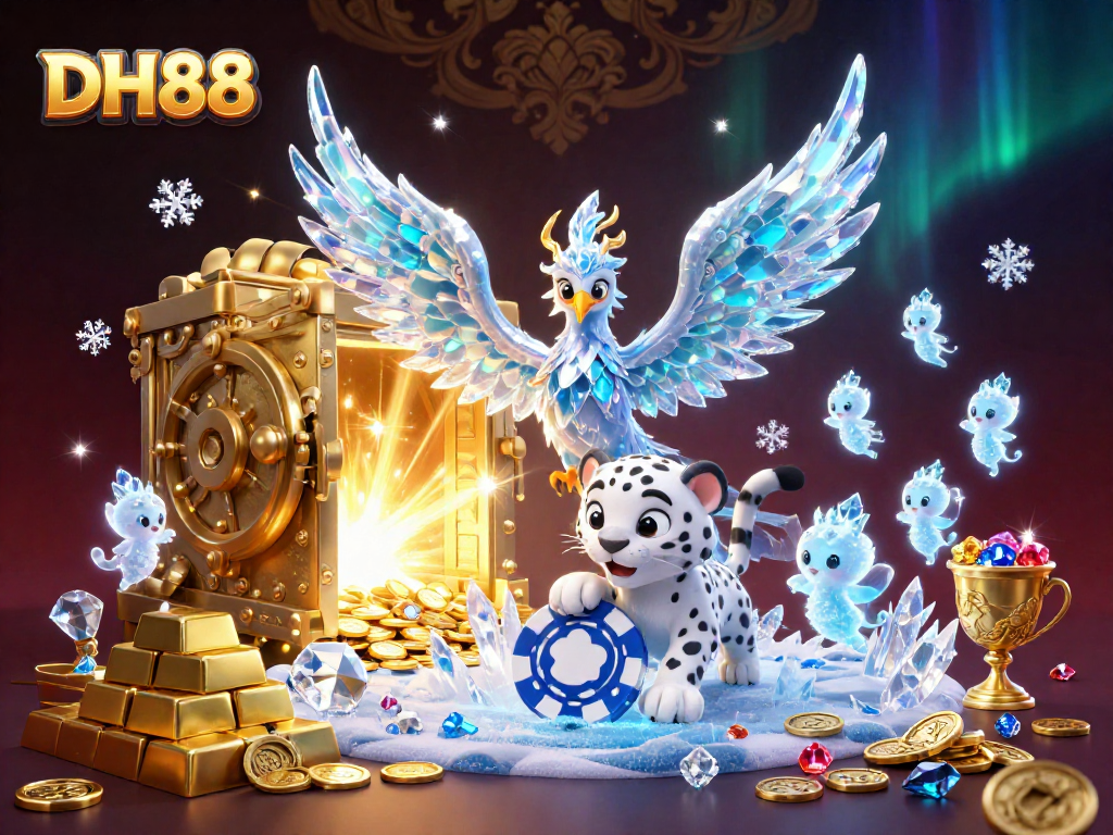 Experience rewards at DH88 with the enchanting ice phoenix and captivating casino gold elements.
