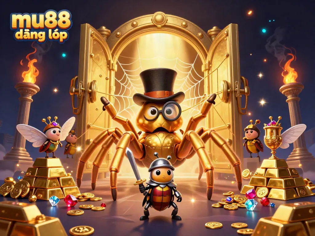 Experience the thrill of mu88 đăng nhập as a golden tarantula weaves a web of casino excitement.