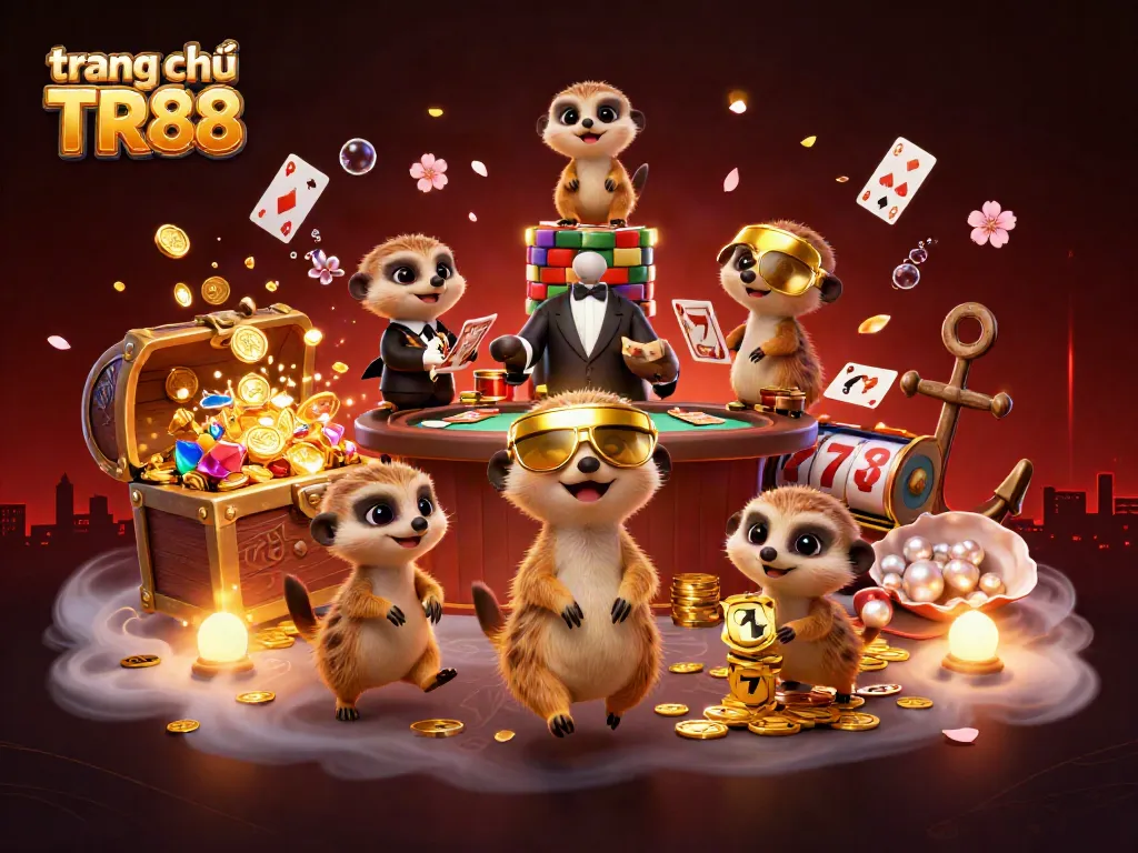 Experience the thrill of the trang chủ TR88 casino with meerkats in action, showcasing vibrant gaming energy.