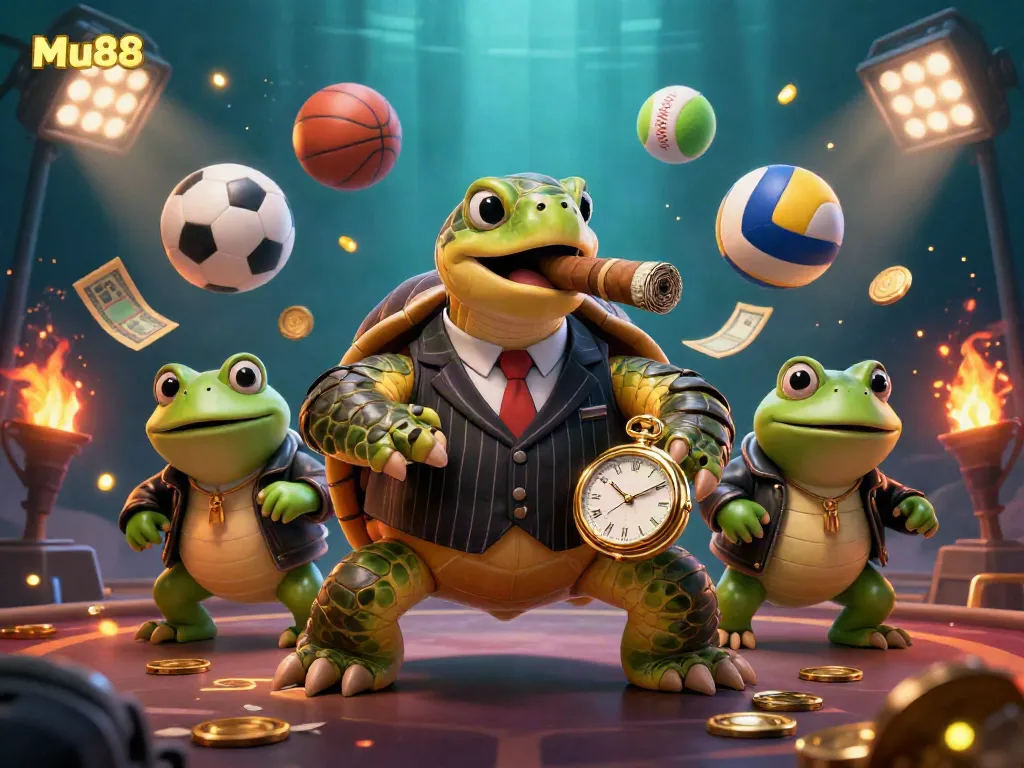Experience thrilling gameplay at Mu88 with dynamic casino scenes featuring unique cartoon characters.