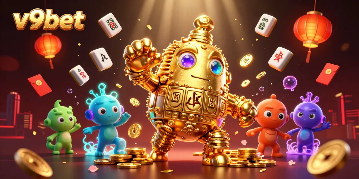 Engage with thrilling gaming adventures at v9bet featuring a dynamic golden golem and lucky symbols.