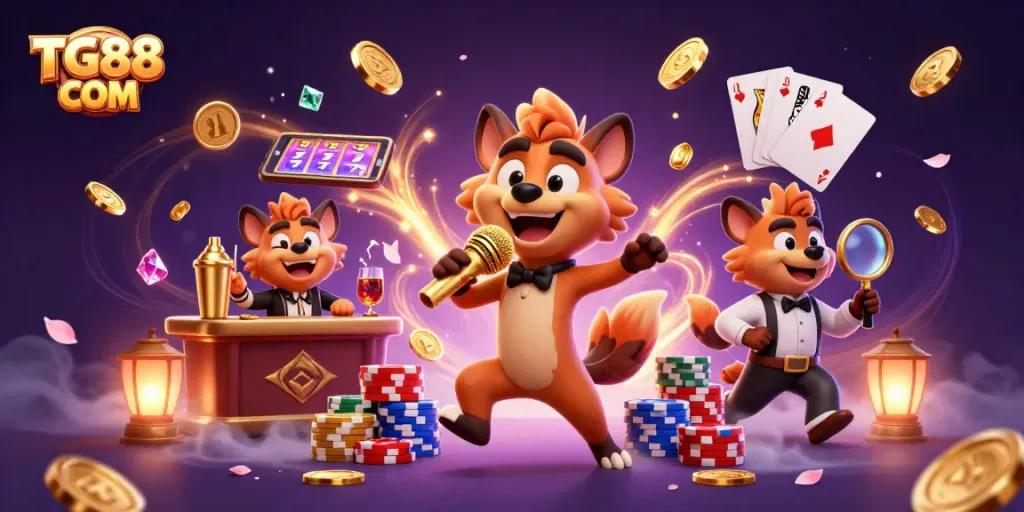 Join the fun at TG88 COM with hyenas at a vibrant comedy casino packed with excitement!