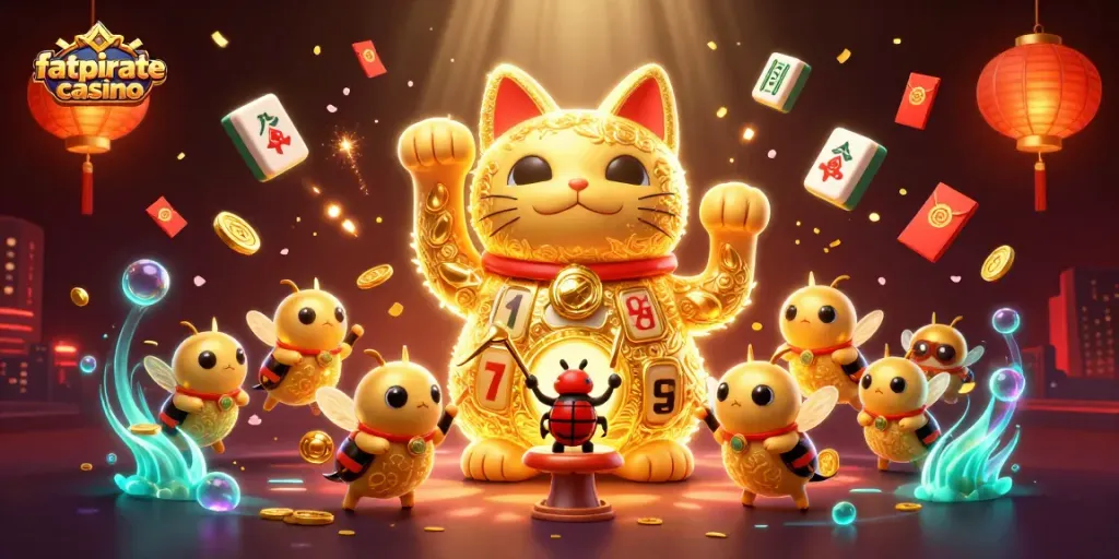 Experience the excitement at fatpirate casino with vibrant characters and stunning casino symbols.