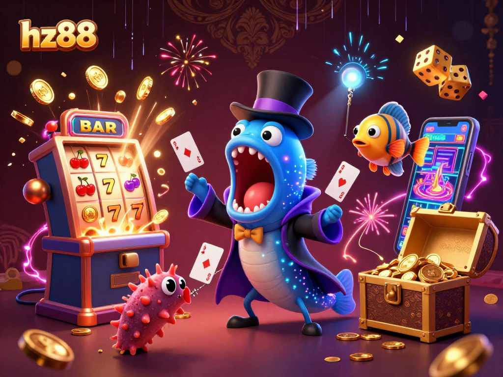 Experience exciting card tricks at hz88 with a magical deep-sea casino scene featuring vibrant characters and dynamic game elements.