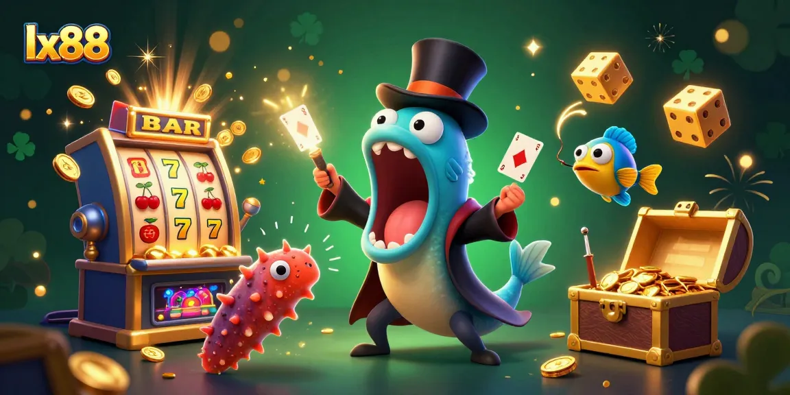Experience the excitement of lx88 with a lively casino scene featuring magical creatures and jackpot thrills.