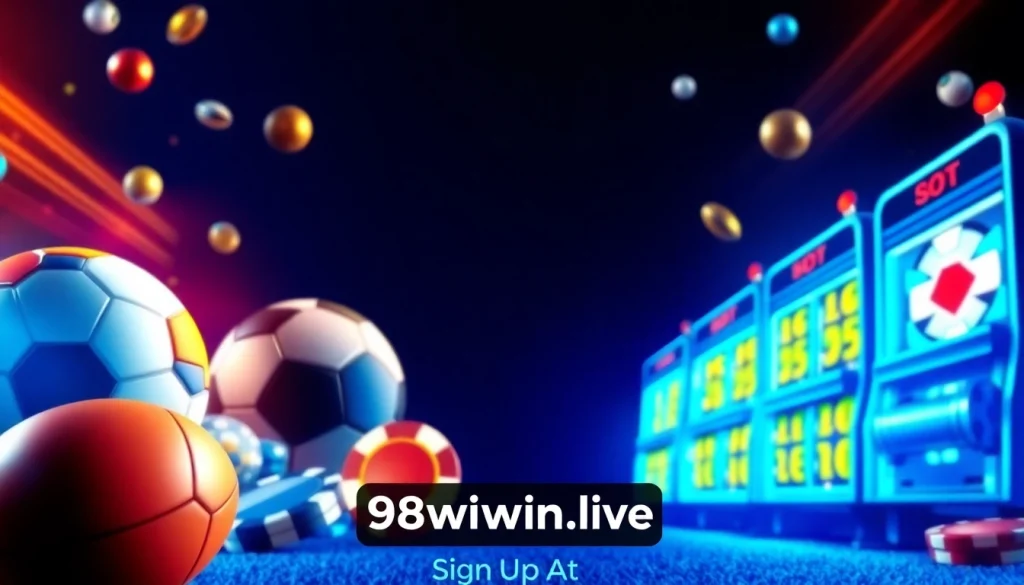 Discover exciting gaming experiences at 98winwin.live with vibrant sports betting and casino game visuals.