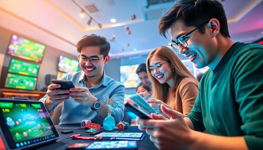 Exciting online gaming scene at gamebaidoithuong.com.vc featuring players enjoying card games.