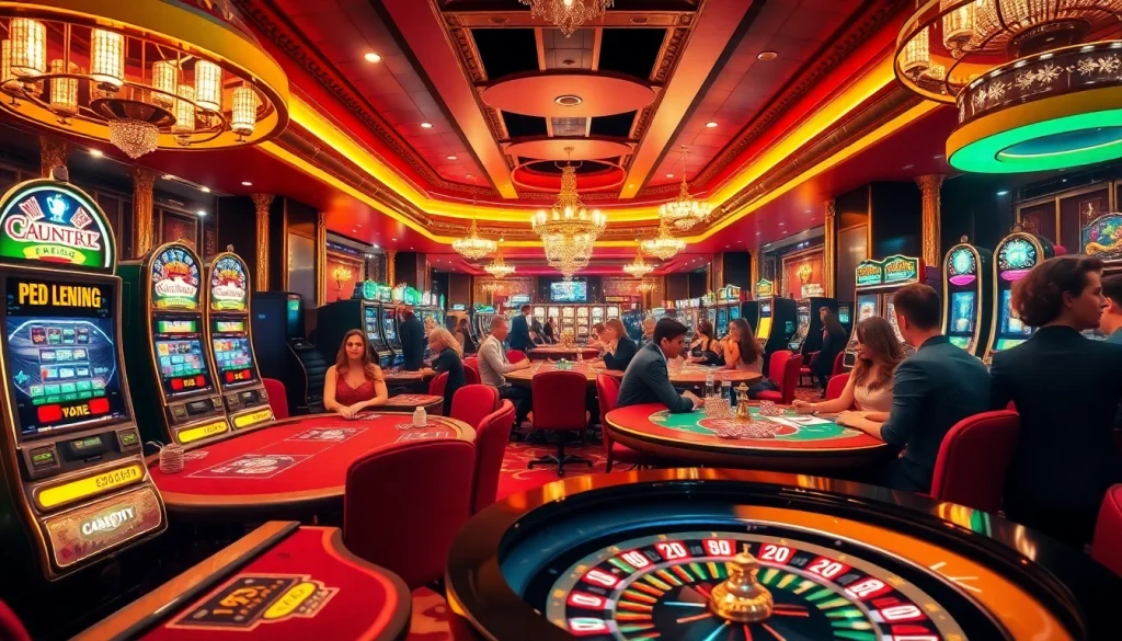 Experience the thrill of gambling at VaoluoiTV with stunning casino tables, vibrant slot machines, and active players.