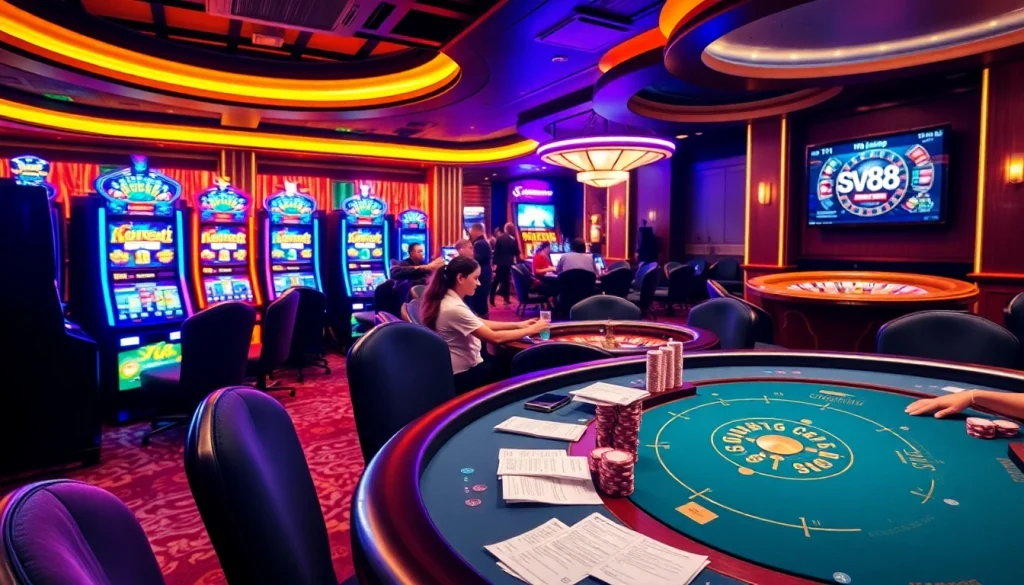 Experience the thrill of online gambling at SV88 with vibrant casino visuals.