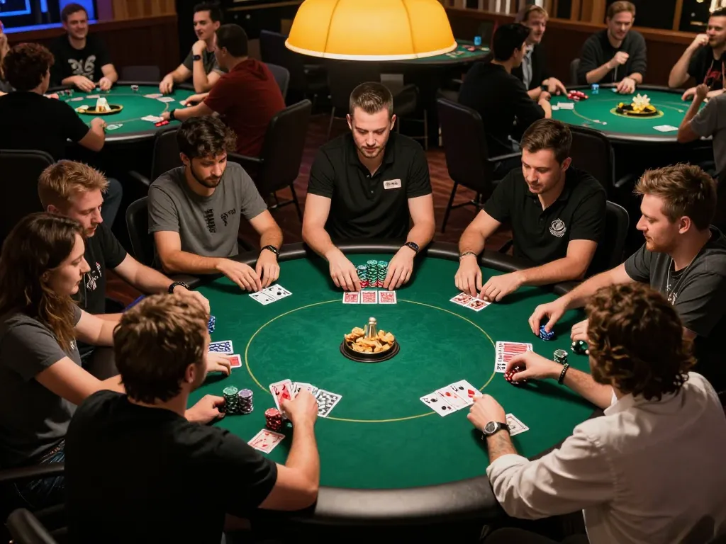 Engaged players at a poker table enjoying Da88 đăng nhập for an exciting game night