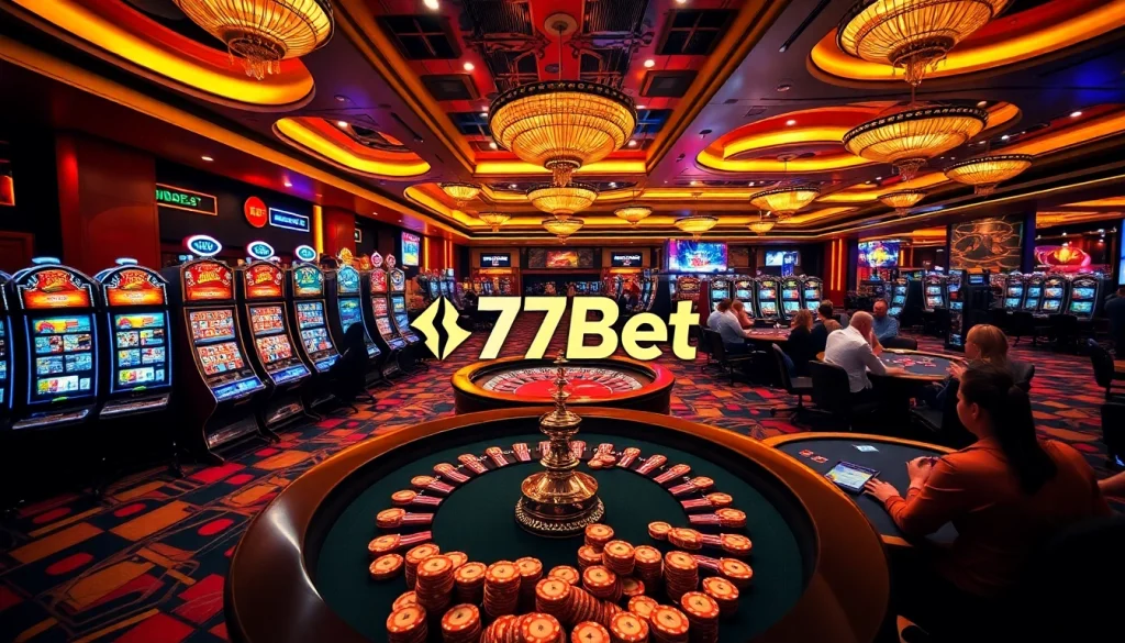 Experience the thrill of gaming with 77Bet's vibrant casino atmosphere.