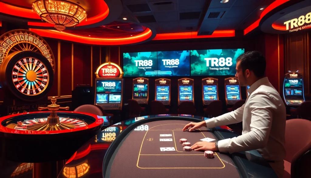 Experience the excitement of TR88 trang chủ with vibrant roulette and poker games.