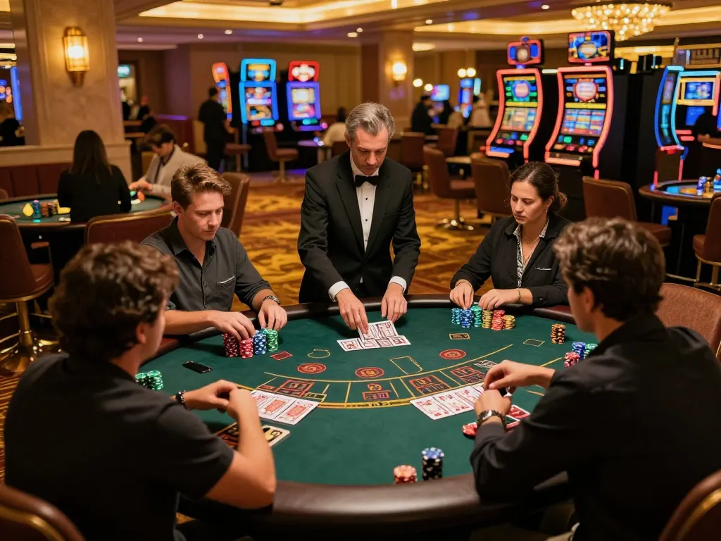 Players engaging in an exciting game at a blackjack table on https://sshbet.io/, showcasing high stakes and strategic gameplay.
