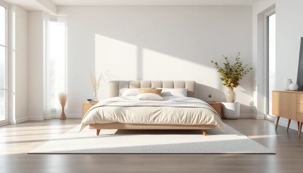 Showcasing a beautifully arranged bed in a box in a modern bedroom setting with inviting decor.