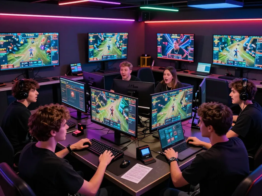 Engaged bettors at TR88 analyzing odds during an esports betting event.