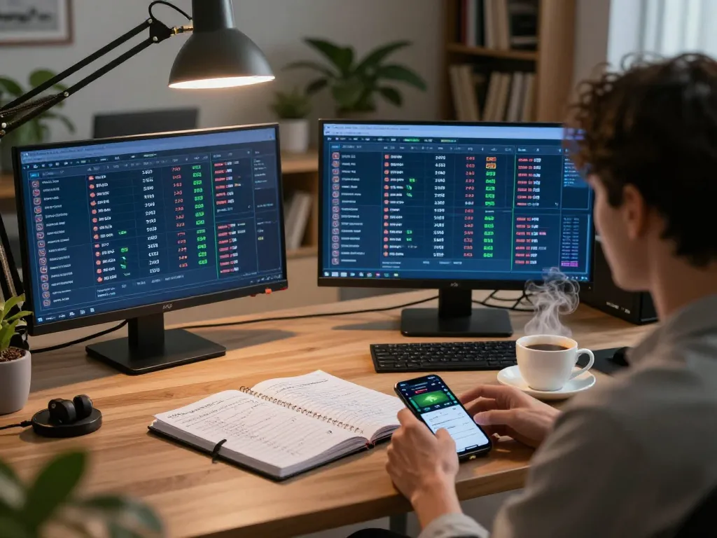 LC88 user placing bets on multiple screens in a cozy online sports betting setup.