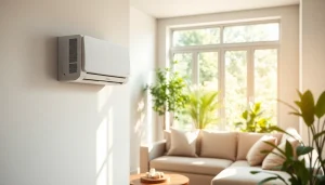Install a mini split ac unit in a stylish living room highlighting comfort and design.