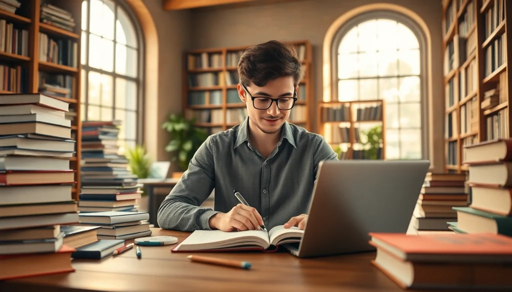Exam support for students studying in a cozy library environment.