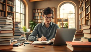 Exam support for students studying in a cozy library environment.