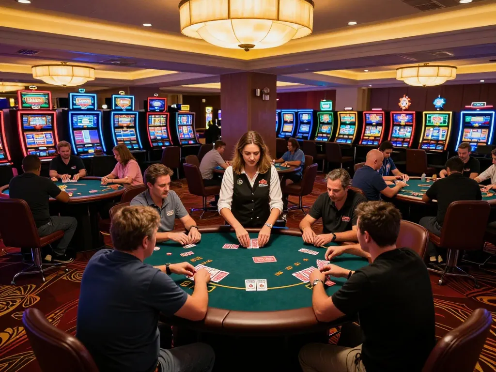 Players engaging in serious poker gameplay at dh88 com casino, showcasing intense atmosphere and competition.