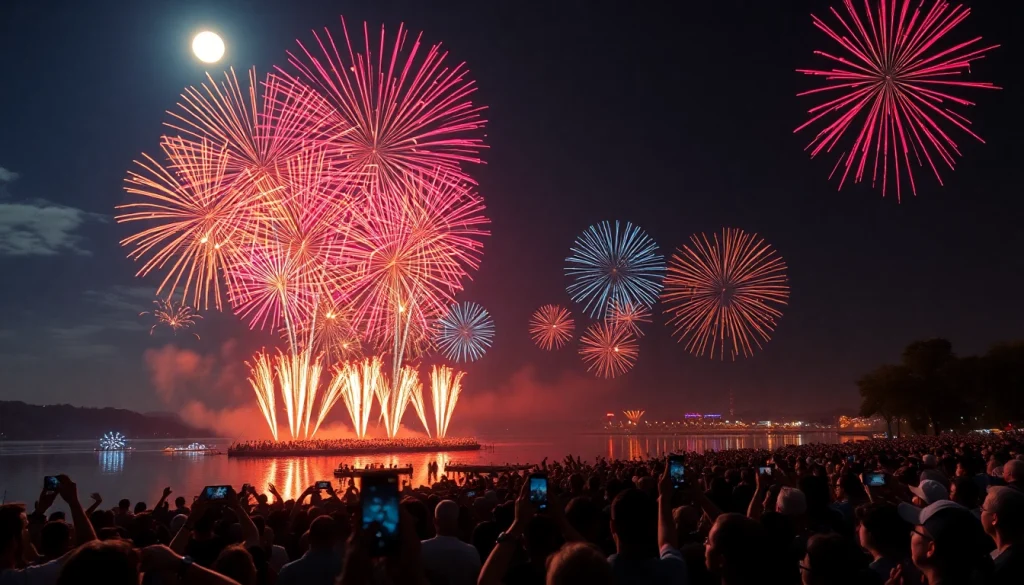 Witness breathtaking fireworks uk lighting up the night sky at a festive celebration.