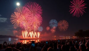Witness breathtaking fireworks uk lighting up the night sky at a festive celebration.