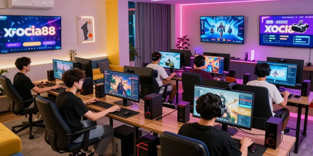Xocdia88 online gaming scene with players enjoying a vibrant atmosphere and interactive experiences.