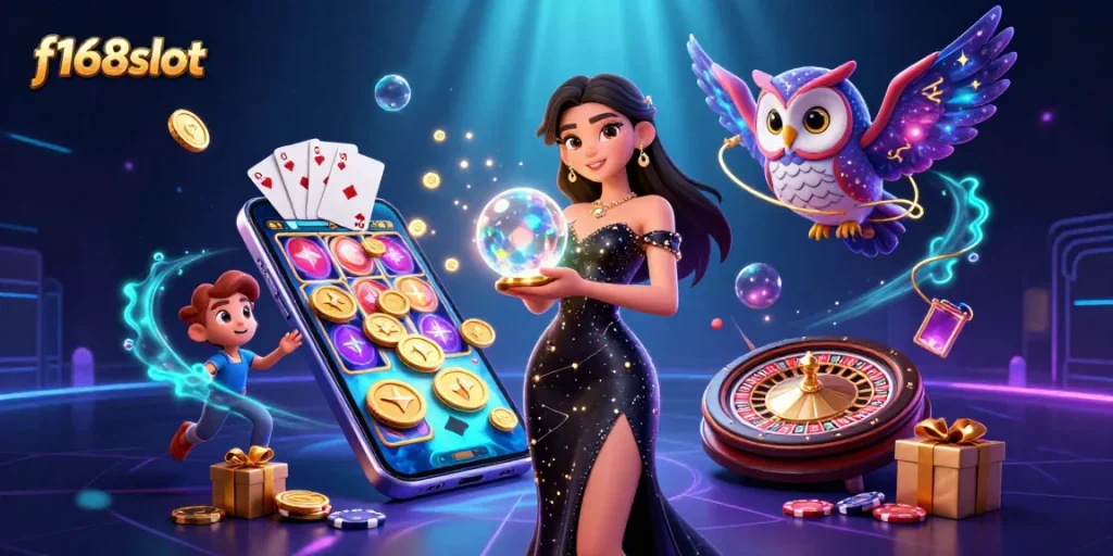 Play thrilling games on f168slot featuring enchanting characters and vibrant casino elements.