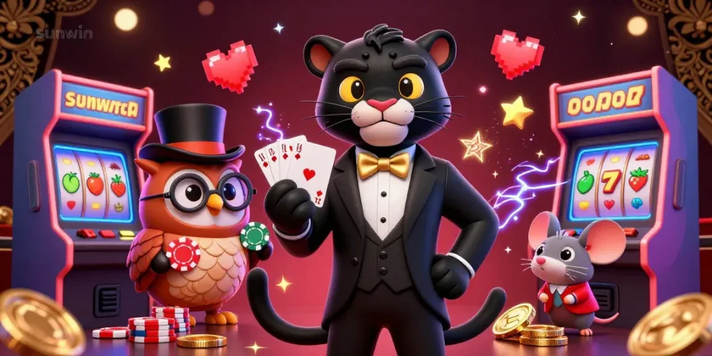 Experience the thrill of sunwin as stylish characters deal cards and celebrate casino wins in vibrant 3D.