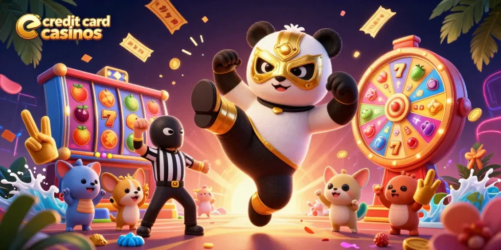 Credit card casinos showcase thrilling gameplay with a vibrant atmosphere and exciting characters.
