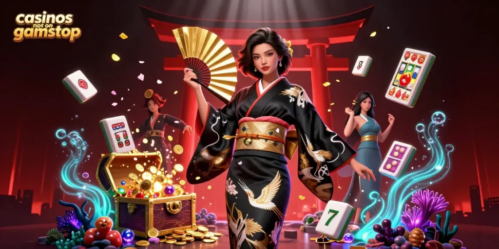 Experience rich online gaming at casinos not on gamstop with vibrant visuals of slot reels and lucky symbols.
