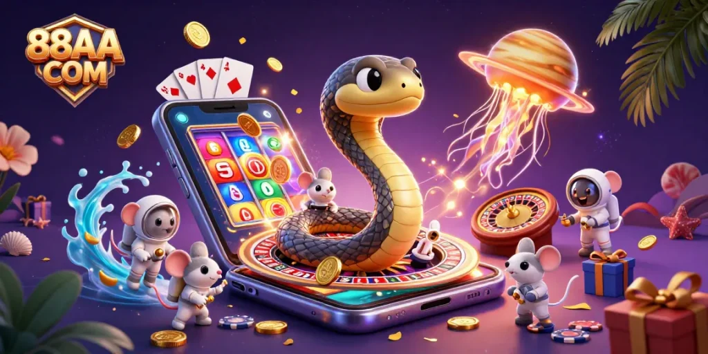 Engage in thrilling bets with 88AA COM at a cosmic casino, featuring vibrant games.