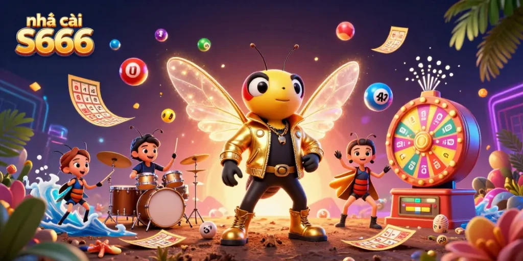 Experience dynamic gameplay at nhà cái S666 with colorful lottery elements and vibrant characters in action.