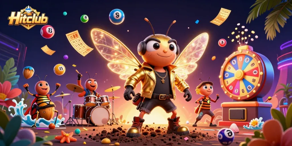 Hitclub offers thrilling gameplay with a cartoon rock star, vibrant lottery elements, and a casino atmosphere.