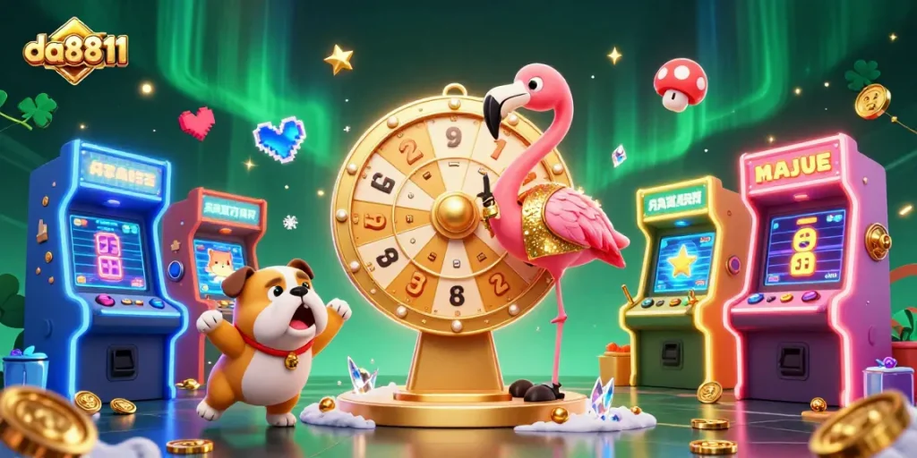 Experience da8811's exciting live casino atmosphere with animated characters and dynamic gaming elements.