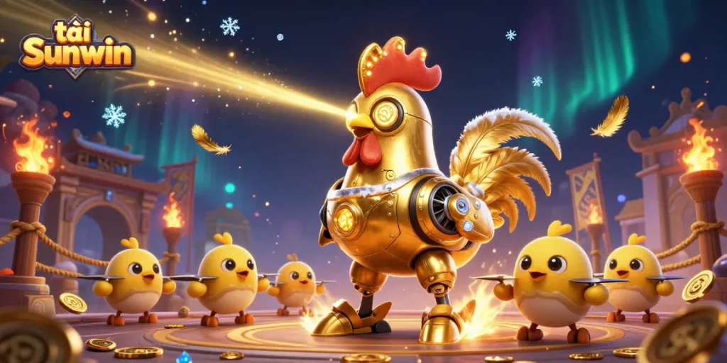Experience thrilling gameplay with tải Sunwin in this vibrant 3D casino world illustration.