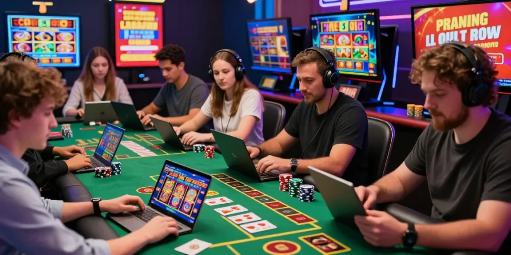 UK players enjoying credit card casinos on euf.co.uk, featuring diverse gaming options and engaging atmosphere.