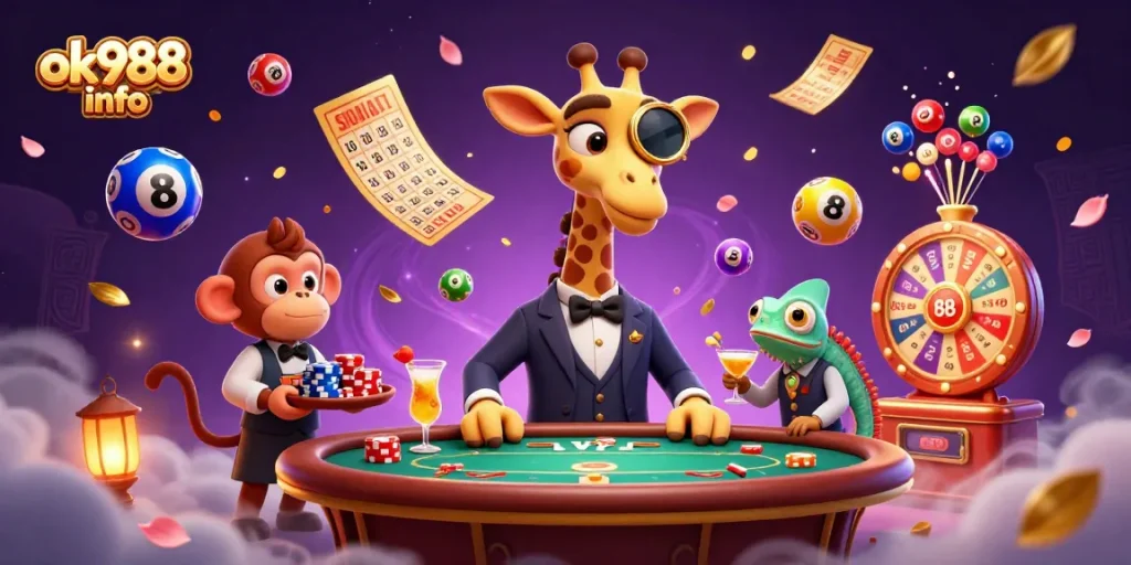 Engage in thrilling gaming experiences at ok988 info with vibrant lottery visuals and dynamic characters.