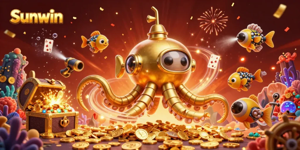 Experience the thrilling Sunwin game with vibrant visuals, featuring mechanical sea creatures and treasures.
