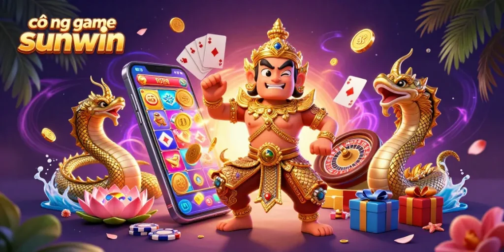 Engaging scene featuring cổng game sunwin characters and dynamic casino elements for an online gaming experience.