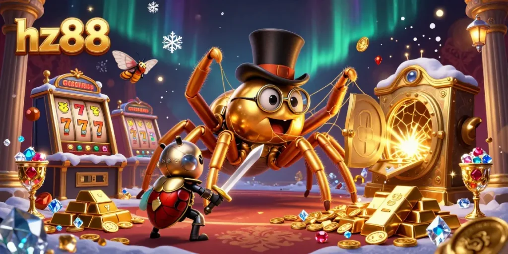 Engage with the thrilling world of hz88 slots as the golden tarantula spins victory webs amid jackpot slots.